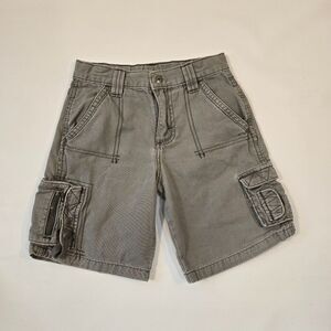 Wrangler Jeans Cargo Shorts Boys  Size 7 Regular Gray Khaki Waist 22"Adjustable